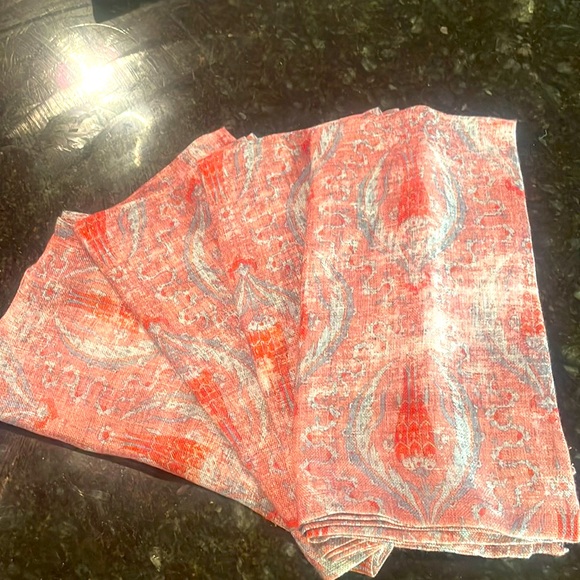 NICOLETTE MAYER LINEN RED BYZANTINE NAPKINS (4) - Picture 1 of 5